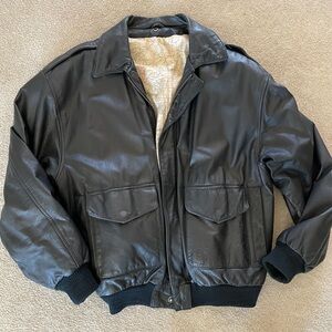 Vintage Ladies fur lined leather bomber jacket